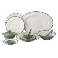 طقم عشاء ميلامين 57 قطعة 6 اشخاص لون زيتي