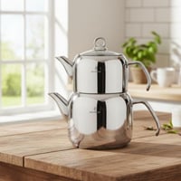 طقم براد شاي سوفرام استيل تركي قطعتين سعة 2.2 لتر...