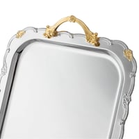 طقم صواني تقديم 3 قطع نيكل ذهبي