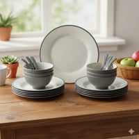 طقم عشاء ميلامين 24 قطعة 6 أشخاص لون رمادي