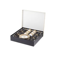 طقم شاي وقهوة بورسلين 18 قطعة ذهبي