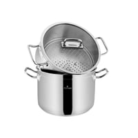 قدر طبخ بخار أطلس استيل تركي غطاء زجاج مقاس 20 سم