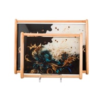 طقم تباسي خشب موديرن تركي مع سطح زجاجي مكون من 2 ق...