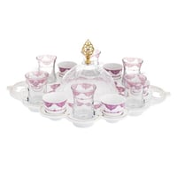 طقم شاي وقهوة مع تمرية 14 قطعة