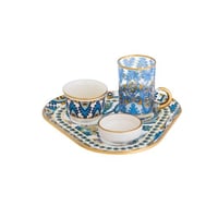 طقم تقديم شاي وقهوة زجاج تركي 4 قطع بألوان عصرية