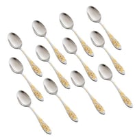 طقم ملاعق أكل ستيل مع ذهبي 12 قطعة