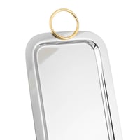 صينية تقديم مستطيل استيل 45 سم فضي ذهبي