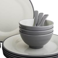 طقم عشاء ميلامين 24 قطعة 6 أشخاص لون رمادي