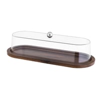 صحن كيك خشب بغطاء أكليرك شفاف 38 سم