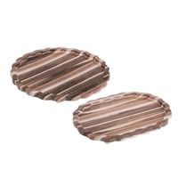 طقم صواني تقديم خشبية قطعتين - بأحجام مختلفة