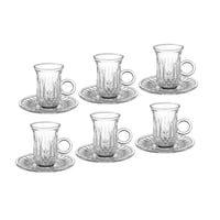 طقم فناجين شاي زجاج مزخرف 12 قطعة