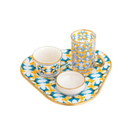 طقم تقديم شاي وقهوة زجاج تركي 4 قطع بألوان عصرية