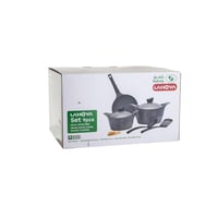 طقم قدور جرانيت لاهويا 9 قطعة أسود