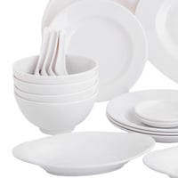 طقم عشاء ميلامين 25 قطعة 4 أشخاص لون أبيض