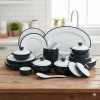 طقم عشاء ميلامين 57 قطعة 6 اشخاص لون كحلي