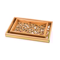 طقم تباسي خشب مزغرف محفور تركي مع سطح زجاجي مكون م...