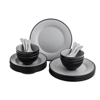 طقم عشاء ميلامين 24 قطعة 6 أشخاص لون رمادي/أسود