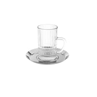 طقم شاي زجاج مع صحن ستيل 18 قطعة