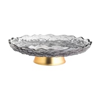 صحن تقديم هوست زجاج بقاعدة ذهبي فاخر