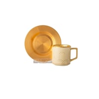 طقم فناجين قهوة تركي بيج ذهبي 12 قطعة