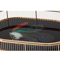 صينية تقديم زجاج ومعدن ذهبي 46 سم