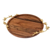 صينية تقديم خشب بروش فراشة ذهبي