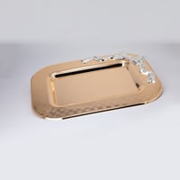 صينية تقديم ستيل 36 سم لون ذهبي فضي