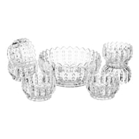 طقم تقديم حلى زجاج فاخر مكون من 7 قطع