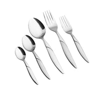 طقم ملاعق استيل ياباني فضي مطفي 30 قطعة