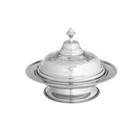 صحن كوزي بقاعدة ستيل بغطاء مقاس 35 سم