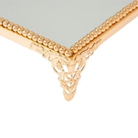 صينية تقديم مستطيل مراية ذهبي برجول 30 سم