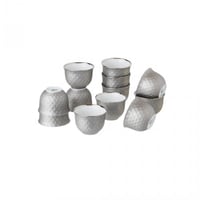 طقم فناجين قهوة سعودية بورسلين ياباني أبيض/فضي12 ق...