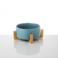 صحن تقديم سيراميك مع ستاند خشب تركواز