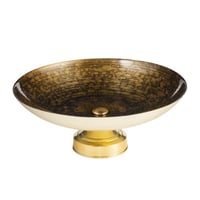 صحن تقديم زجاج تركي بقاعدة 40 سم ذهبي