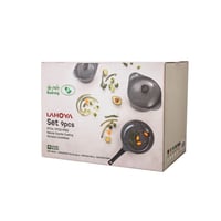 طقم قدور جرانيت لاهويا 9 قطعة رمادي