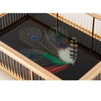 صينية تقديم زجاج ومعدن ذهبي 38 سم