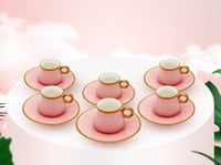 طقم فناجين قهوة تركي لوتس وردي 12 قطعة