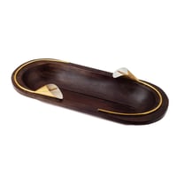 صحن تقديم مستطيل خشب بروش ذهبي