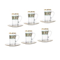 طقم شاي وقهوة زجاج 18 قطعة تراثي