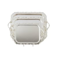 طقم صواني ستيل فضي كامل 3 قطع