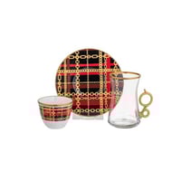 طقم شاي وقهوة زجاج تركي 18 قطعة