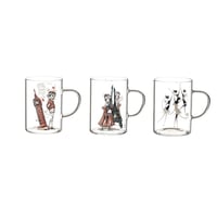 طقم أكواب زجاج ديزاين 3 قطع مشكل