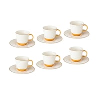 طقم فناجين قهوة أبيض ذهبي 12 قطعة