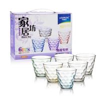 طقم كاسات زجاج ملون 6 قطع