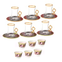 طقم شاي وقهوة زجاج تركي 18 قطعة