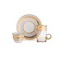 طقم شاي وقهوة بورسلين تركي 18 قطعة ذهبي