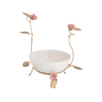 صحن تقديم مع ستاند معدن لون ذهبي