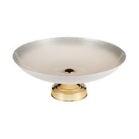 صحن تقديم زجاج تركي بقاعدة 40 سم أبيض ذهبي