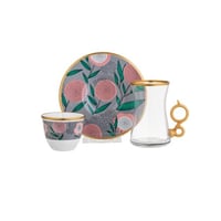 طقم شاي وقهوة زجاج تركي 18 قطعة