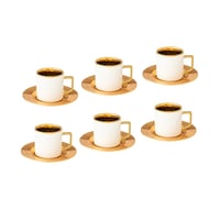 طقم فناجين قهوة تركي أبيض ذهبي 12 قطعة